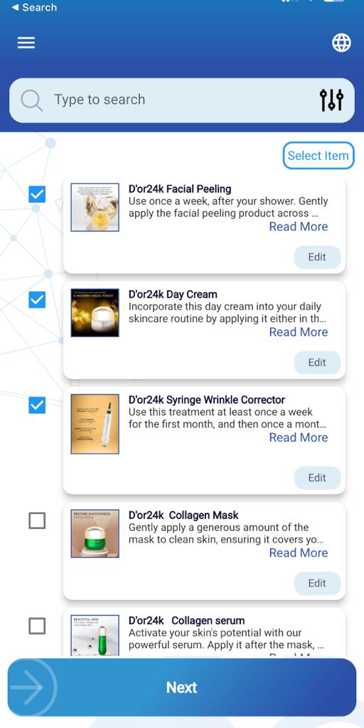 Select products — From your product list